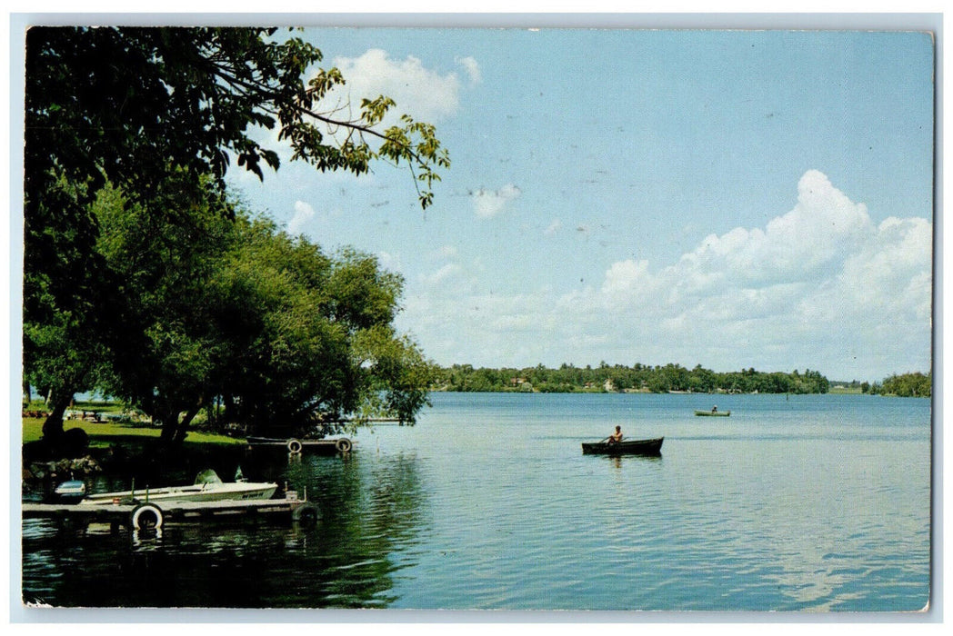 1963 A Quiet Boat Ride Hayward Wisconsin WI Vintage Unposted Postcard