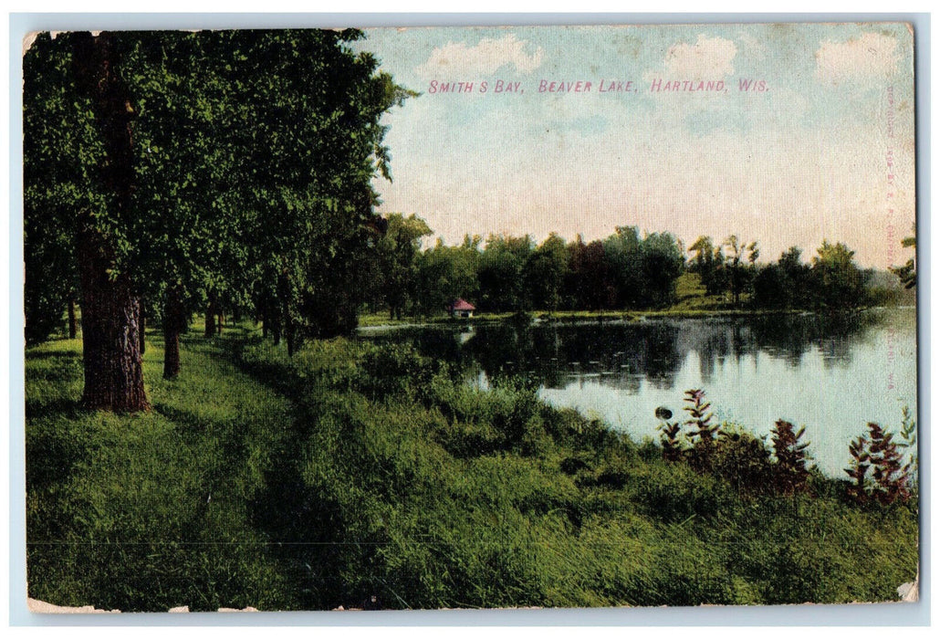 1908 Smith's Bay Beaver Lake Hartland Wisconsin WI Antique Posted Postcard