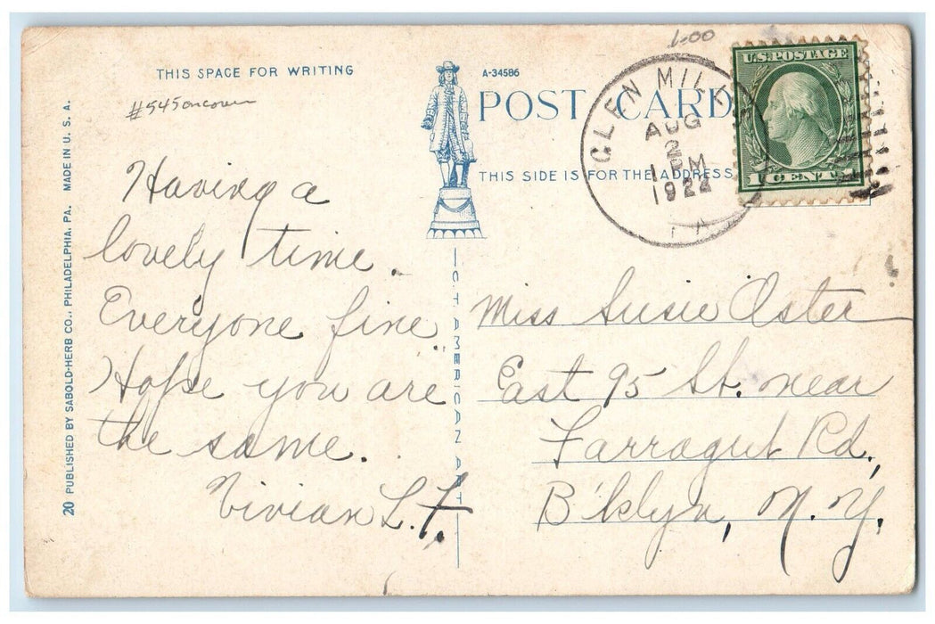 1922 High School Building Car Street View Chester Pennsylvania PA Postcard