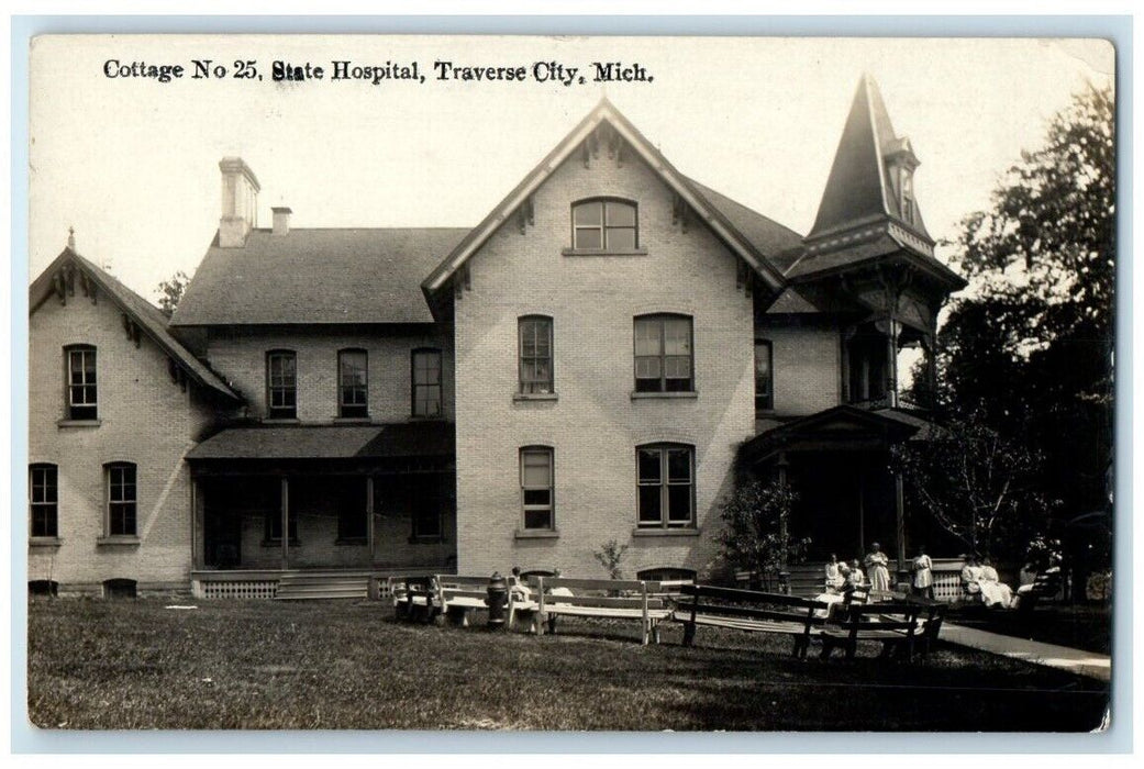 c1907 Cottage No. 25 State Hospital View Traverse City Michigan MI RPPC Photo