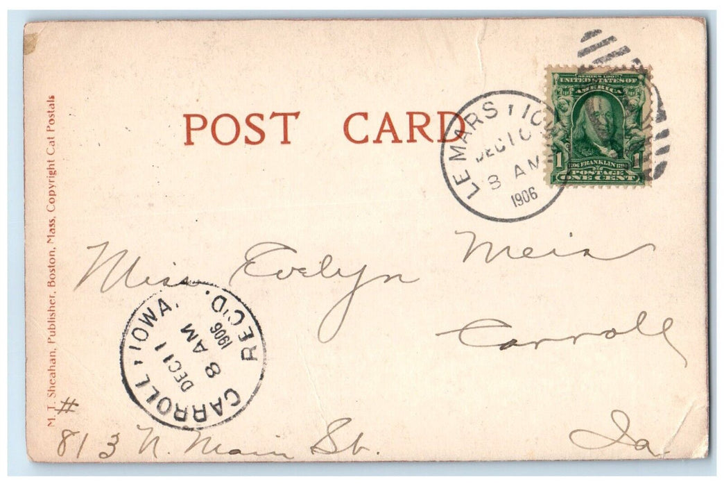 1906 Cute Cat Kittens Animals Carroll Lemars Iowa IA Posted Antique Postcard
