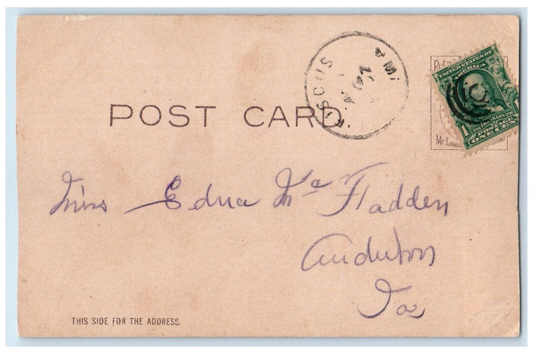 c1905 The Summer Girl Big Hat Faries Umbrella Auburn Iowa IA Antique Postcard