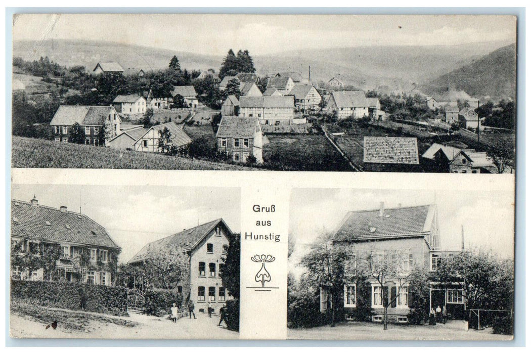 c1910 View of Buildings Greetings from Hunstig Gummersbach Germany Postcard