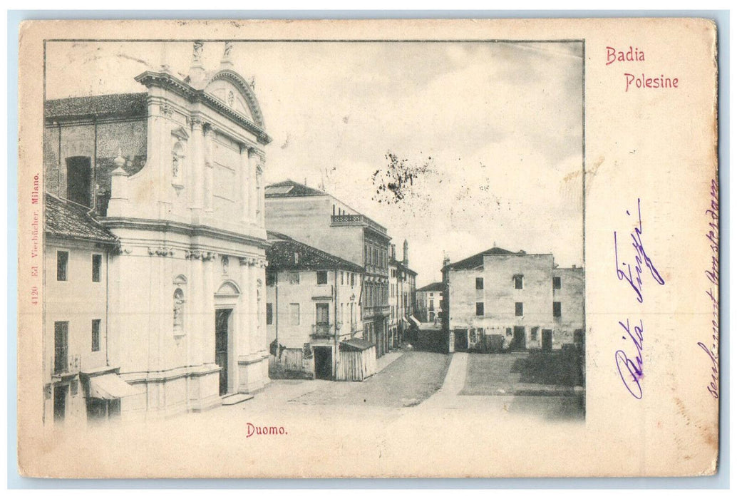 1900 Road Scene Near Cathedral Badia Polesine Italy Antique Posted Postcard