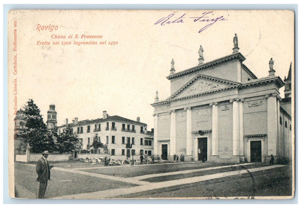 1901 View of Church of S. Francesco Rovigo Italy Antique Posted Postcard