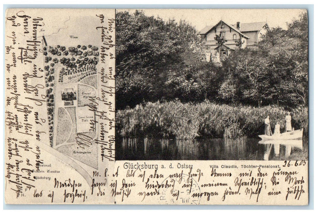 1905 Villa Claudia Tochter-Pensionat Glucksburg Ostsee Germany Postcard