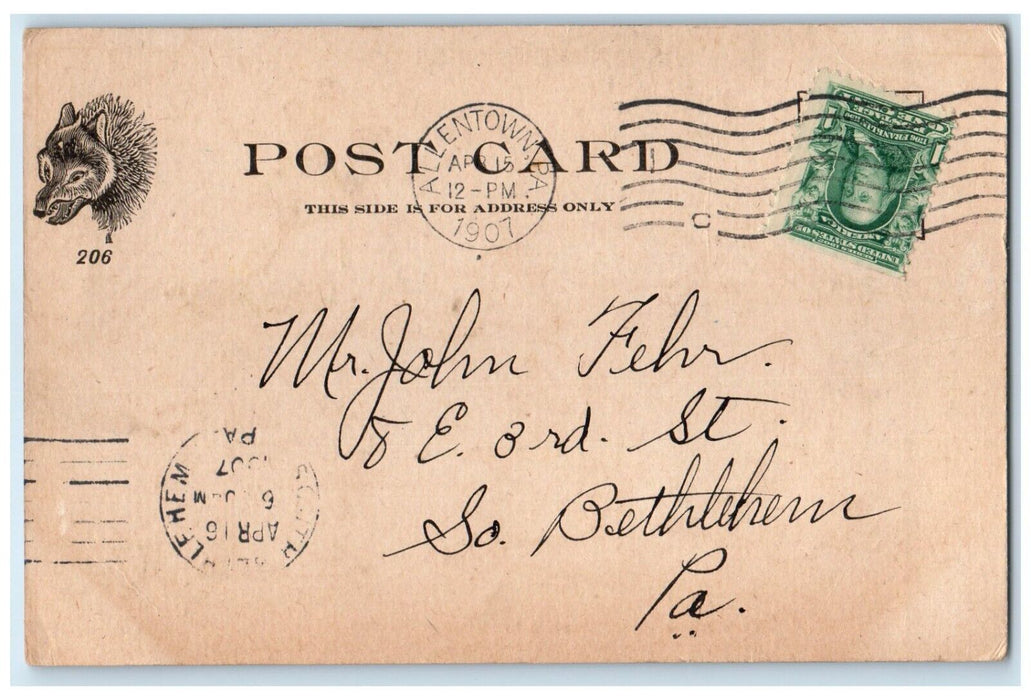 1907 His Main Business Post Office Letters Allentown Pennsylvania PA Postcard