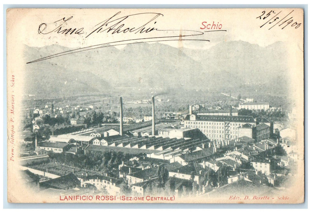 1900 Lanificio Rossi (Central Section) Schio Italy Antique Posted Postcard