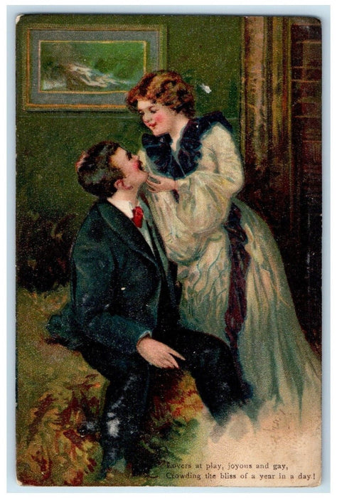 1909 Sweet Couple Romance Embossed Loysburg Pennsylvania PA Antique Postcard