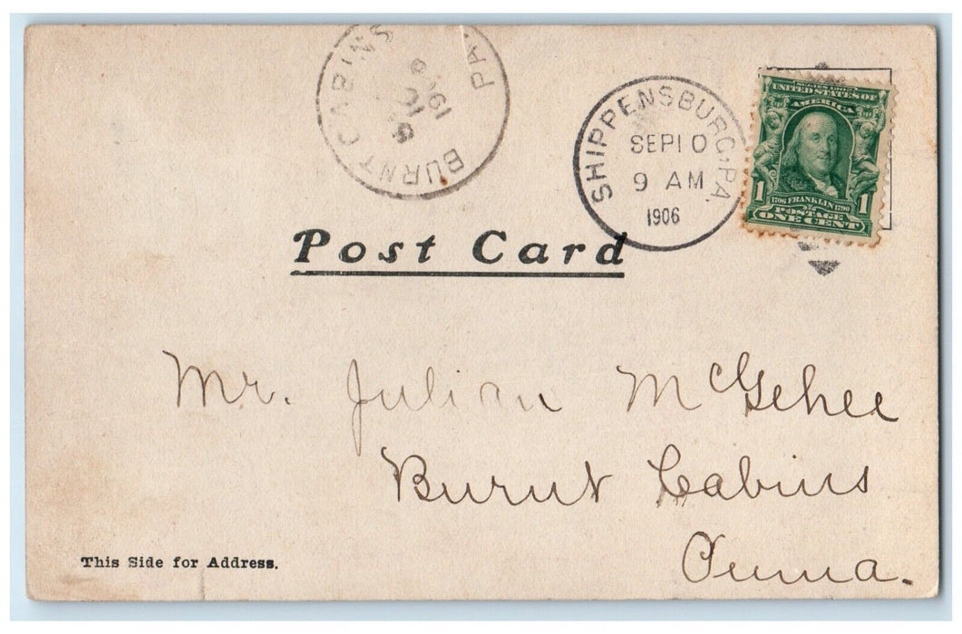 1906 Horse Ride Man Shippensburg Pennsylvania PA Posted Antique Postcard