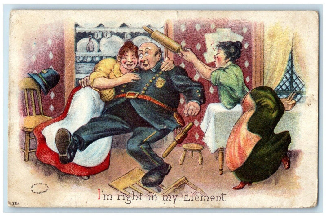 c1910's Policeman Caught I'm Right In My Element Buckingham Iowa IA Postcard