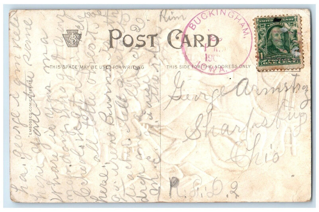c1910's Policeman Caught I'm Right In My Element Buckingham Iowa IA Postcard