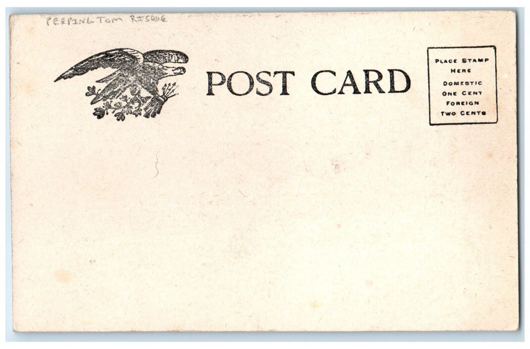 c1905 Man Shoe Cleaner A Fine View Peeping Tom Risque Unposted Antique Postcard