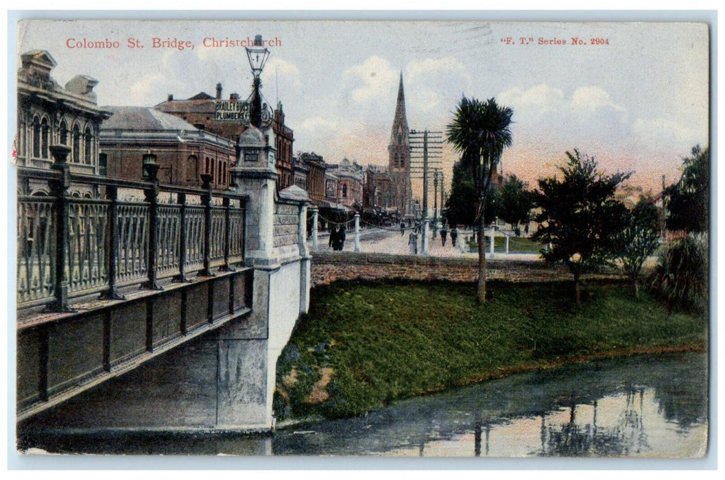 1907 Colombo St. Bridge, Christchurch New Zealand Avon PA Posted Postcard