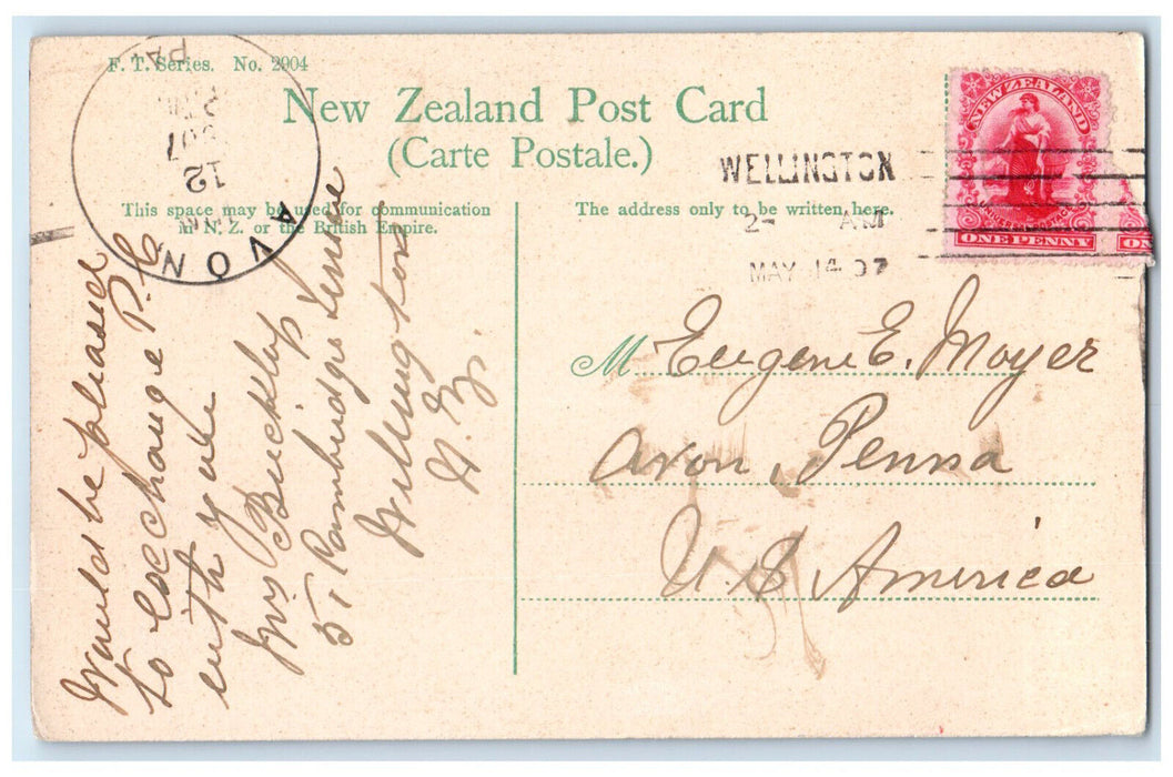 1907 Colombo St. Bridge, Christchurch New Zealand Avon PA Posted Postcard