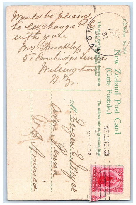 1907 Colombo St. Bridge, Christchurch New Zealand Avon PA Posted Postcard