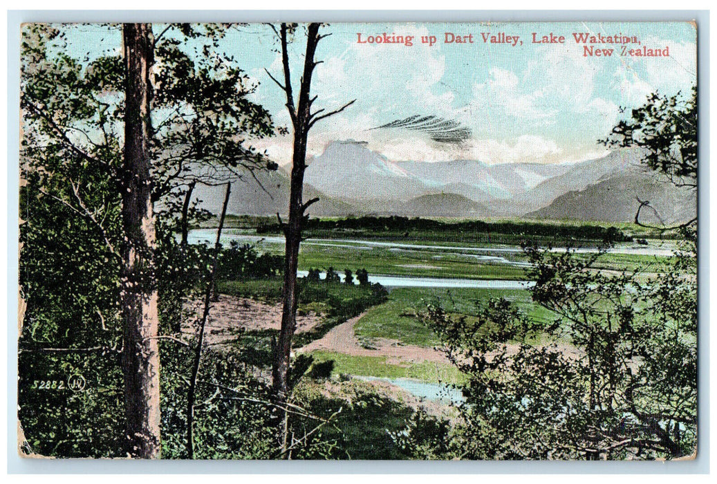 1907 Looking up Dart Valley Lake Wakatipu New Zealand Avon PA Posted Postcard