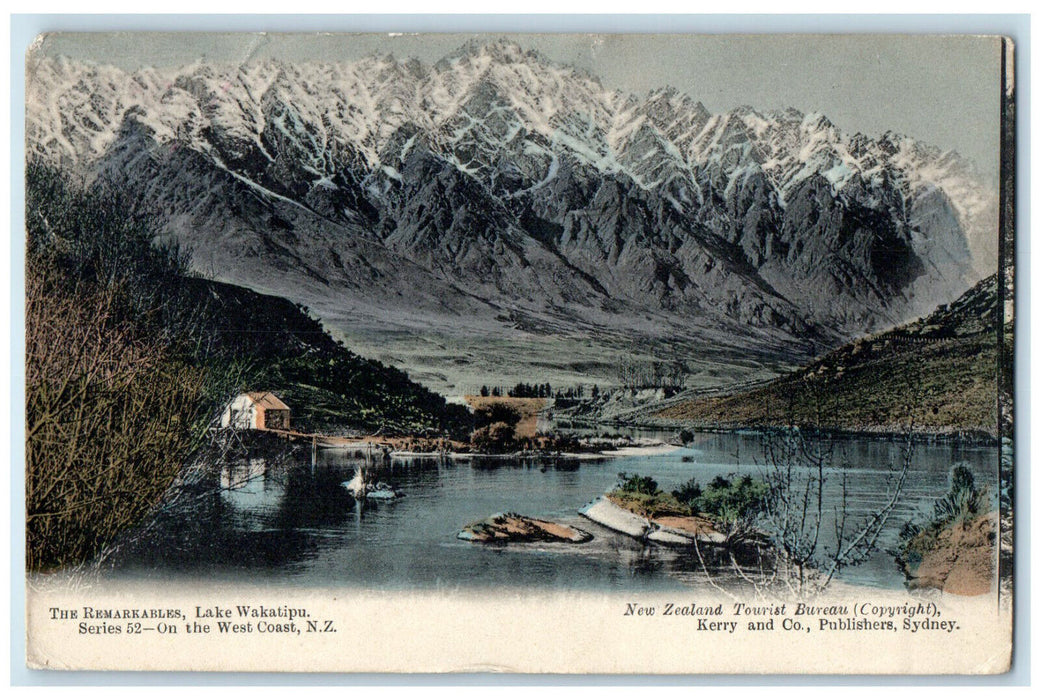 1907 On The West Coast Remarkables Lake Wakatipu New Zealand Avon PA Postcard