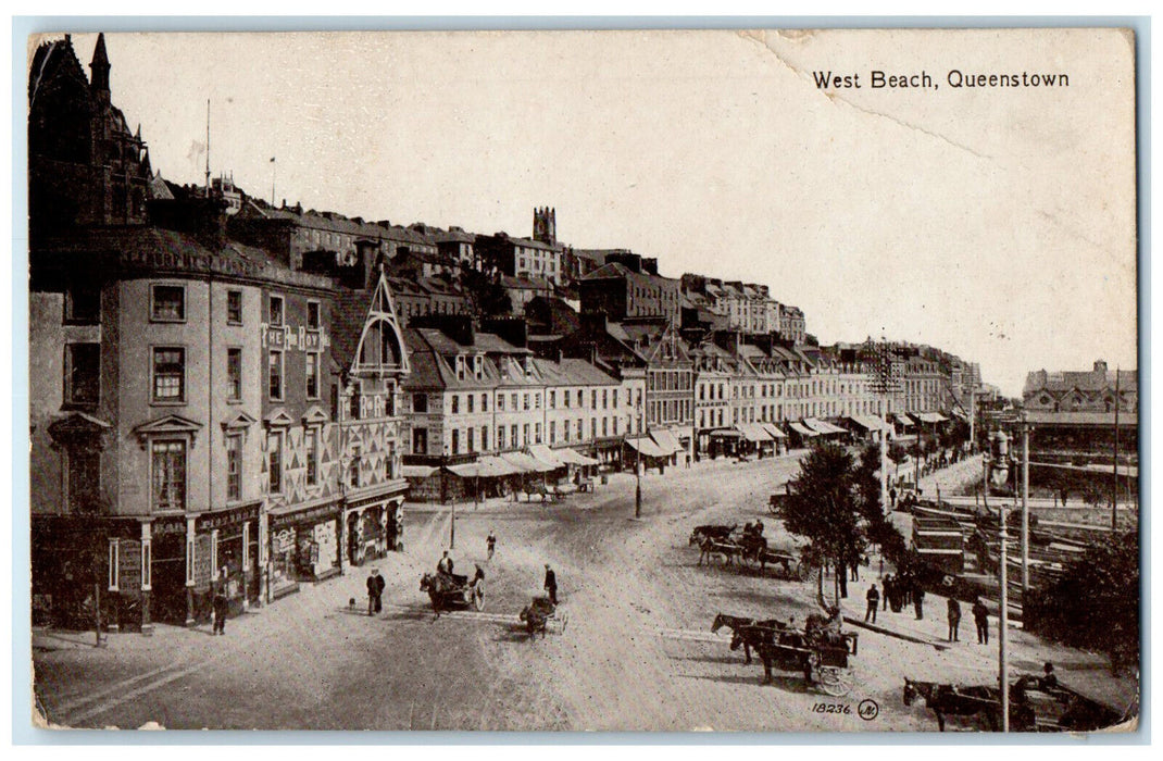 1918 West Beach Queenstown Cork Ireland Valentines Series Posted Postcard