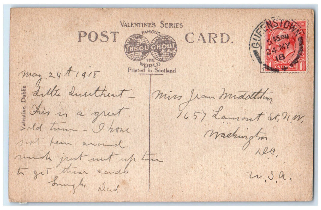 1918 West Beach Queenstown Cork Ireland Valentines Series Posted Postcard