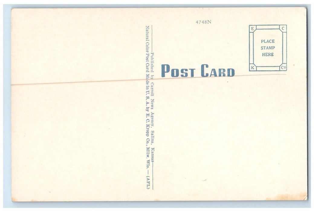 c1940 Aerial View Marymount College Building Salina Kansas KS Unposted Postcard