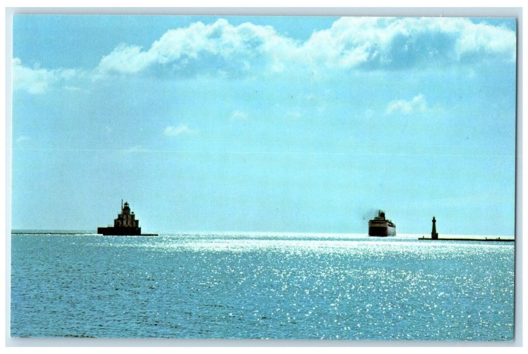The C & O Carferry The City Of Midland 41 Entering Manitowoc Harbor Postcard