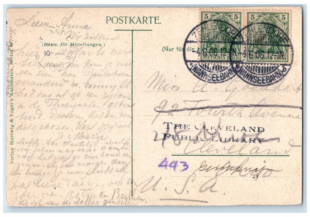 1906 Restaurant Königliches Forsthaus Paulsborn Berlin Germany Postcard