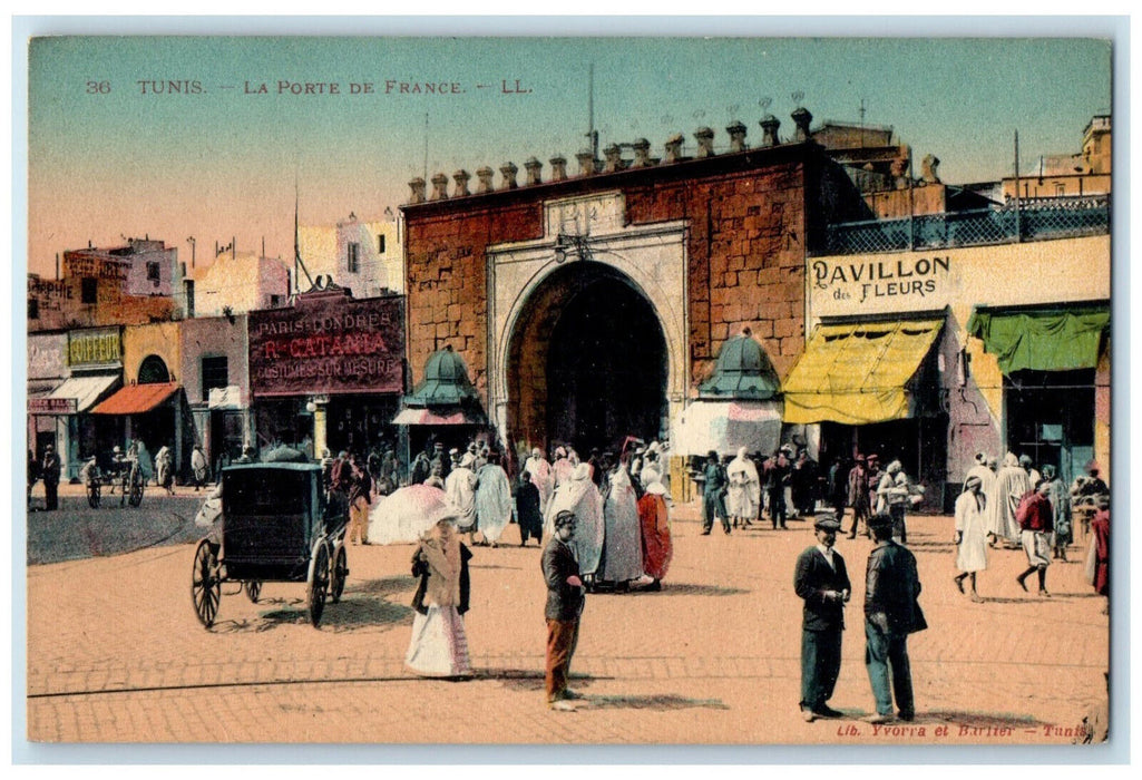 c1910 Pavillon Da Fleurs The Door Of France Tunisia Antique Postcard