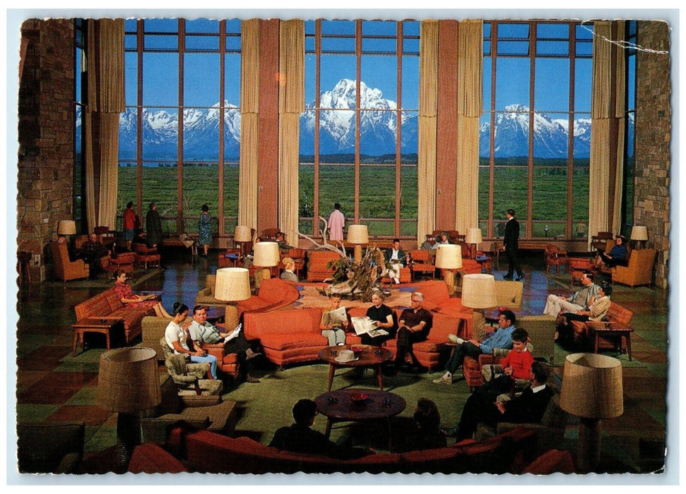 1982 Grand Teton National Park WY, Interior View Majestic Lounge Posted Postcard