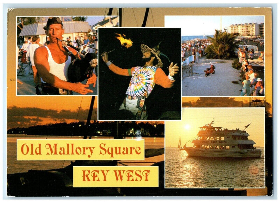 1992 Old Mallory Square Key West Florida FL, Multiview Posted Antique Postcard