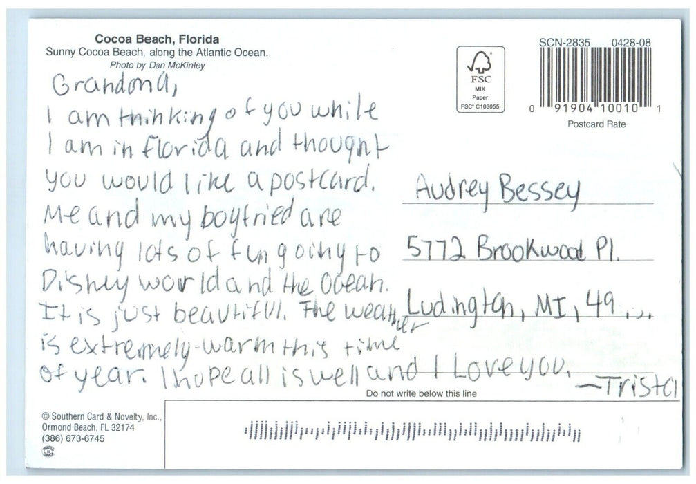 c1970's Sunny Cocoa Beach Florida FL, Along Atlantic Ocean Posted Postcard