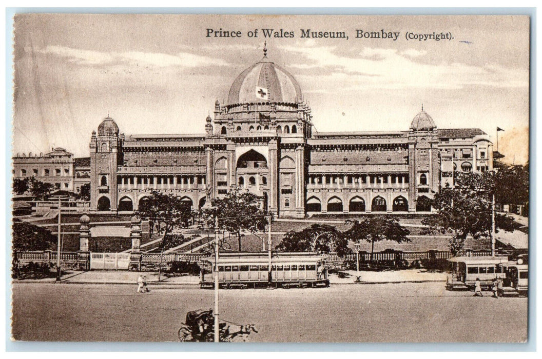 c1910 Trolley Car Prince of Wales Museum Bombay Mumbai India Unposted Postcard