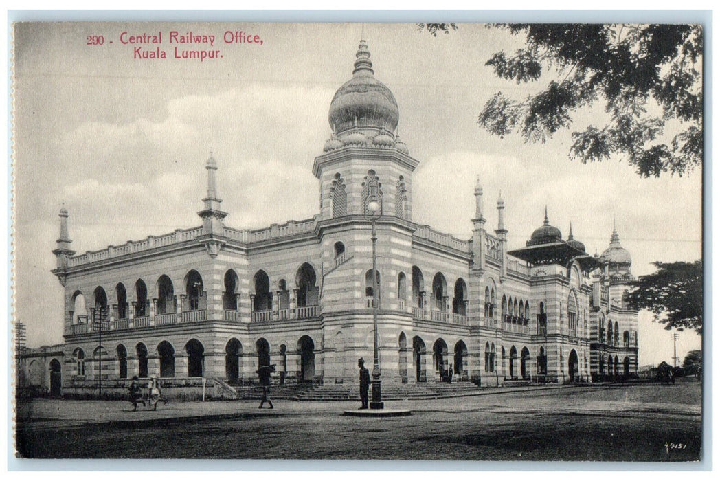 c1910 Central Railway Office Kuala Lumpur Malaysia Antique Unposted Postcard