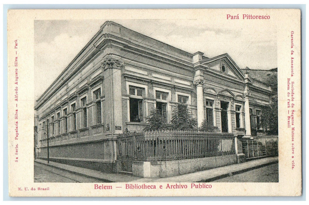 c1905 Belem Bibliotheca e Archivo Publico For Picturesque Brazil Postcard