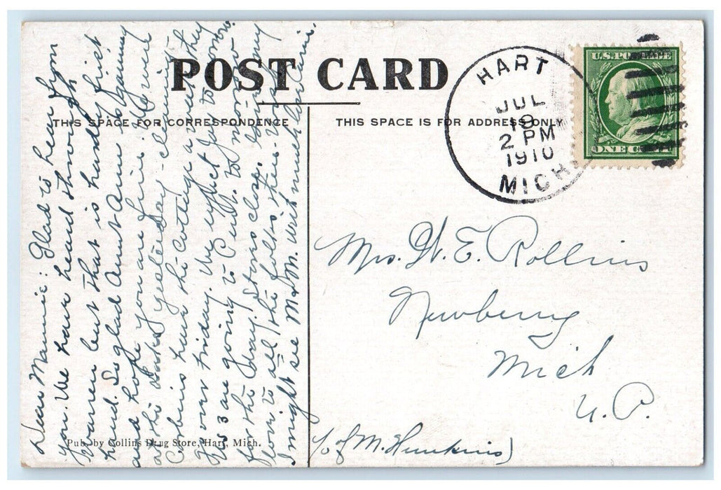 1910 Hart High School Building Campus Hart Michigan MI Posted Antique Postcard