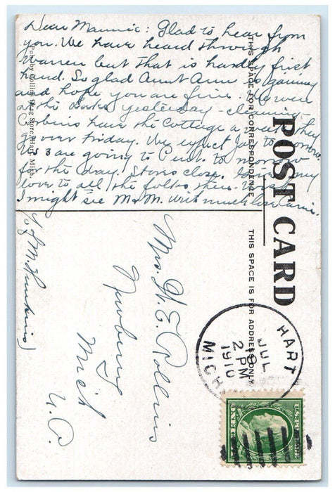 1910 Hart High School Building Campus Hart Michigan MI Posted Antique Postcard