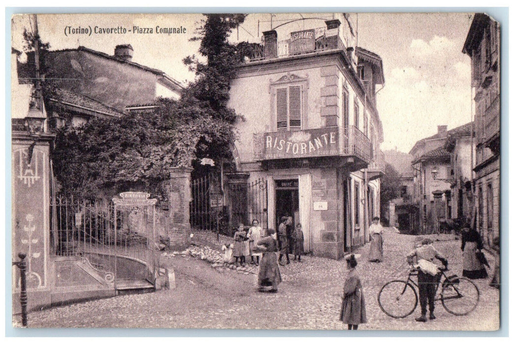 1908 Restaurant Square Municipal (Turin) Cavoretto Italy Antique Posted Postcard