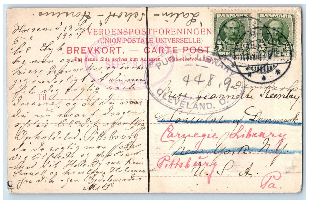 1907 View of Horsens State School Horsens Denmark Antique Posted Postcard