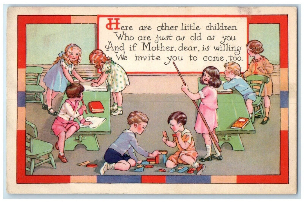 c905 Sunday School Activities Learning Playing Toys Unposted Antique Postcard