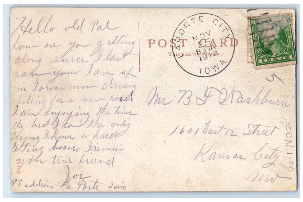 1912 Scenic View Washington Park Waterloo Iowa Posted Vintage Antique Postcard