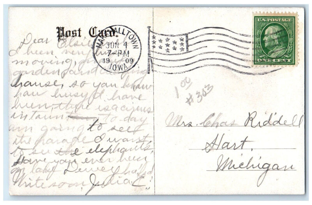 1909 Lake Dewey Moonlight Lake Marshalltown Iowa Posted Vintage Antique Postcard