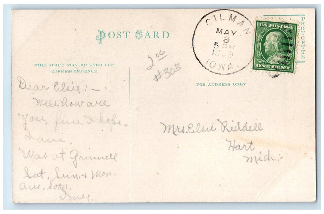 1909 Chicago Hall and Campus View Grinnell Iowa Posted Vintage Antique Postcard