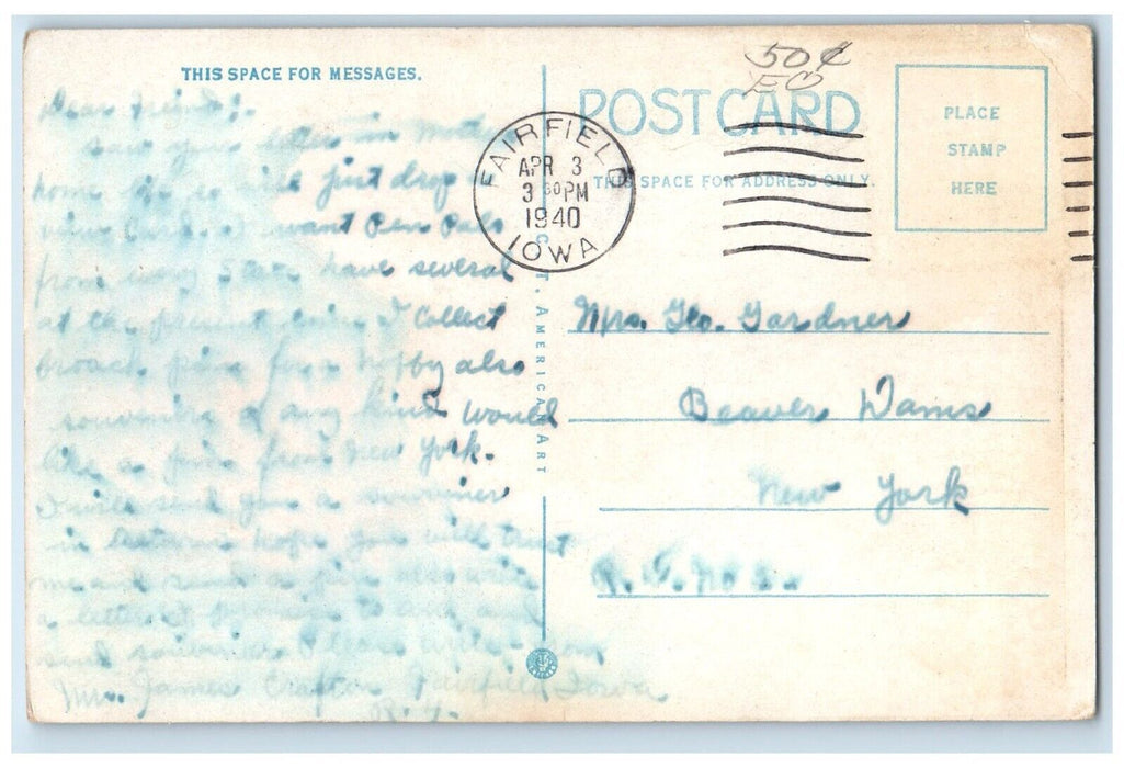 c1940 Trustee Gymnasium Parsons College Building Fairfield Iowa Vintage Postcard
