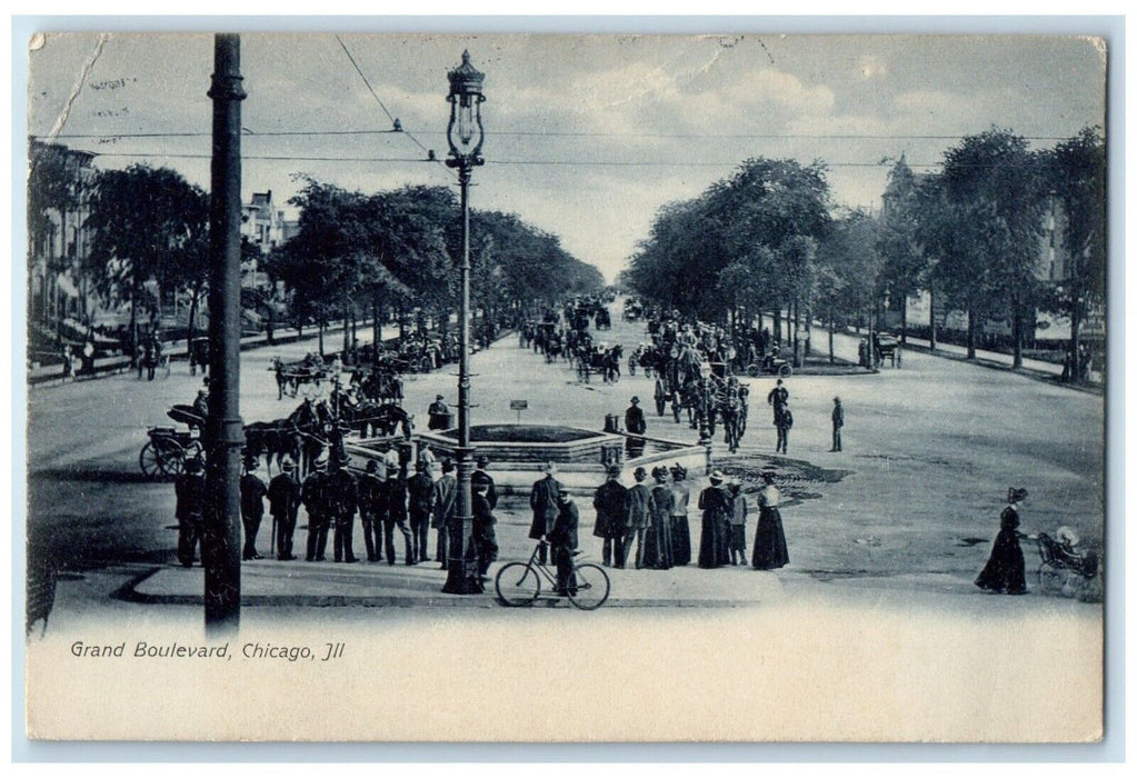 c1909 Grand Boulevard Exterior Park House Carriage Chicago Illinois IL Postcard