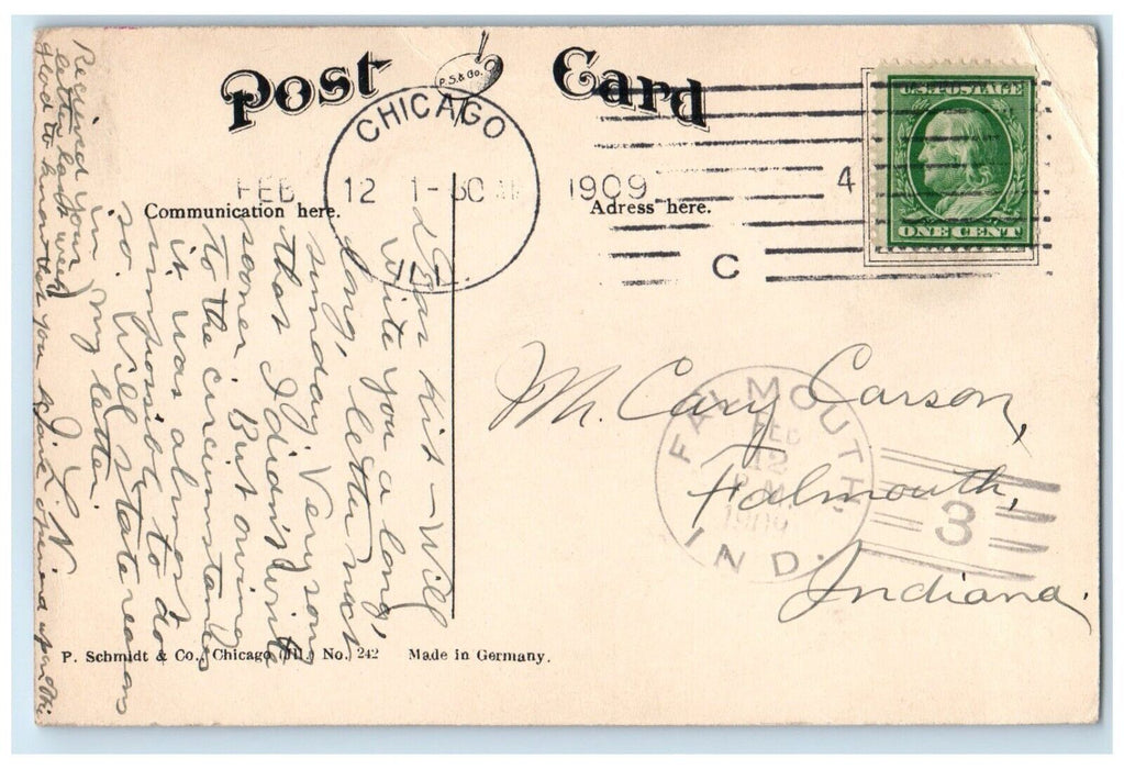 c1909 Grand Boulevard Exterior Park House Carriage Chicago Illinois IL Postcard