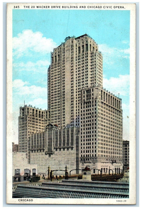 c1920 Wacker Drive Building Chicago Civic Opera Street Chicago Illinois Postcard