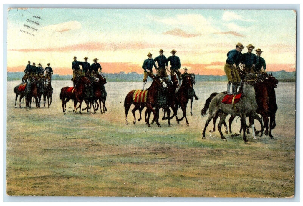 1907 Soldiers Military Riding Horses Harpers Ferry West Virginia WV Postcard