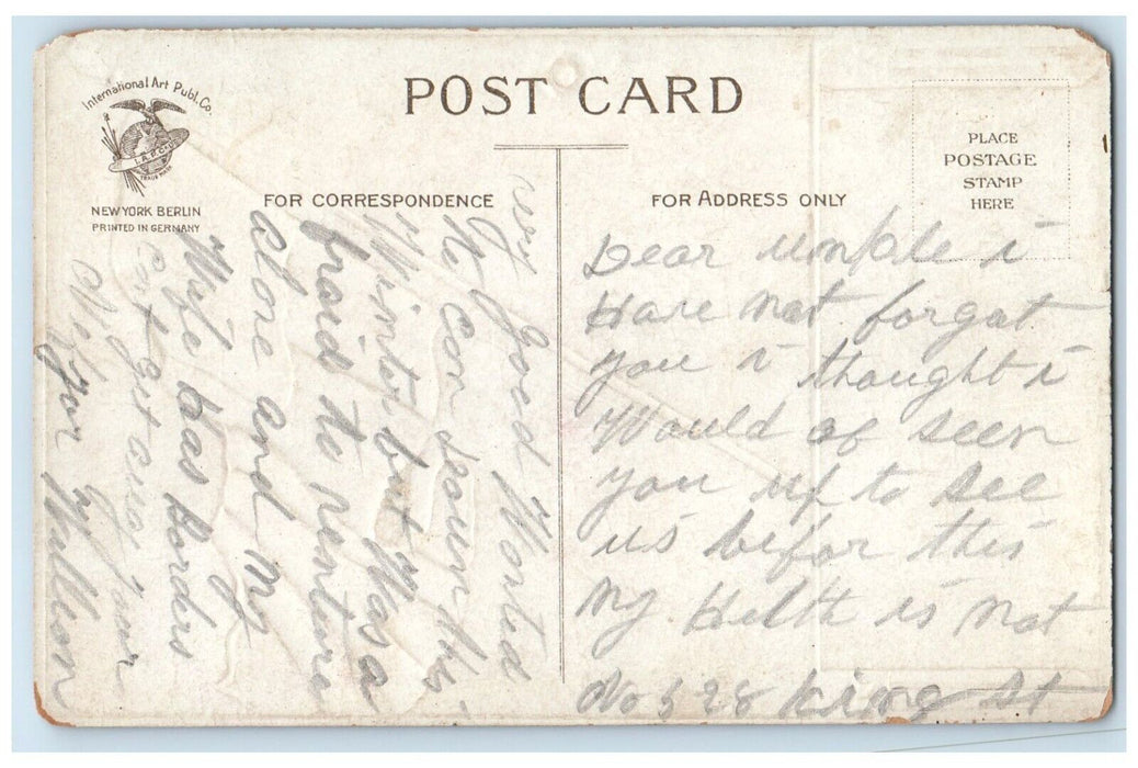 c1910's River Sailboat View Patriotic Embossed Clapsaddle Antique Postcard