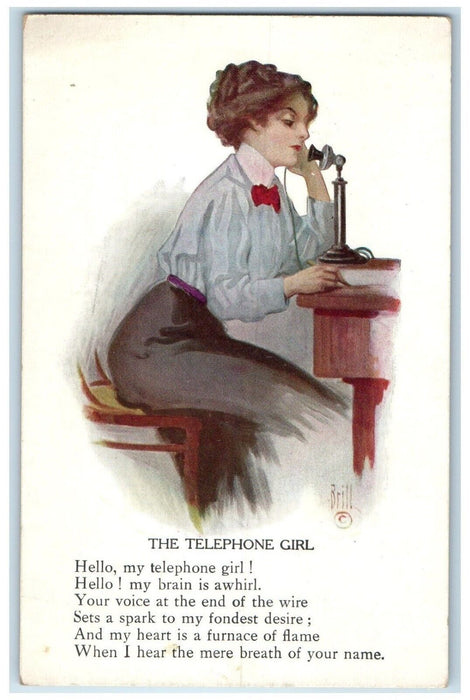 c1910's The Telephone Pretty Girl Gaithersburg Maryland MD Antique Postcard