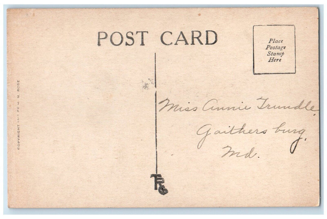 c1910's The Telephone Pretty Girl Gaithersburg Maryland MD Antique Postcard